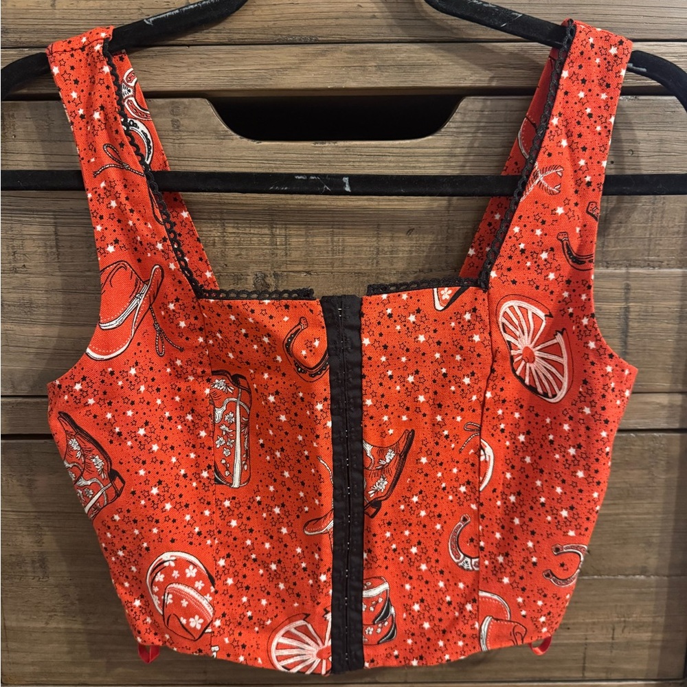 Red Western Corset Top